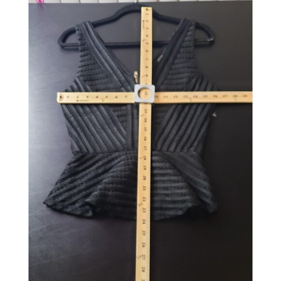 Guess Matilda Mesh Peplum Top Womens S Jet Black Gothic Witchcore Rocker USA New - Picture 6 of 8